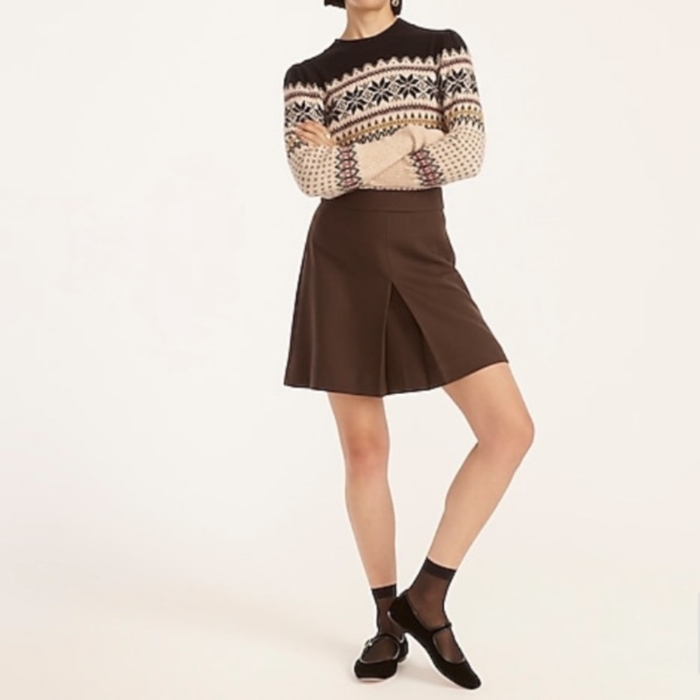 J Crew NWT Pleated mini skirt in double-serge wool
